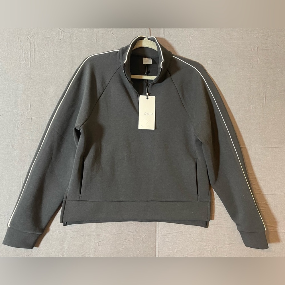 NWT CALIA Women’s Pique Soft Scuba Golf 1/4 Zip Pullover Pure Black Size Medium